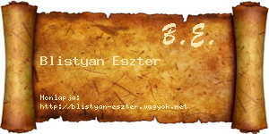 Blistyan Eszter névjegykártya